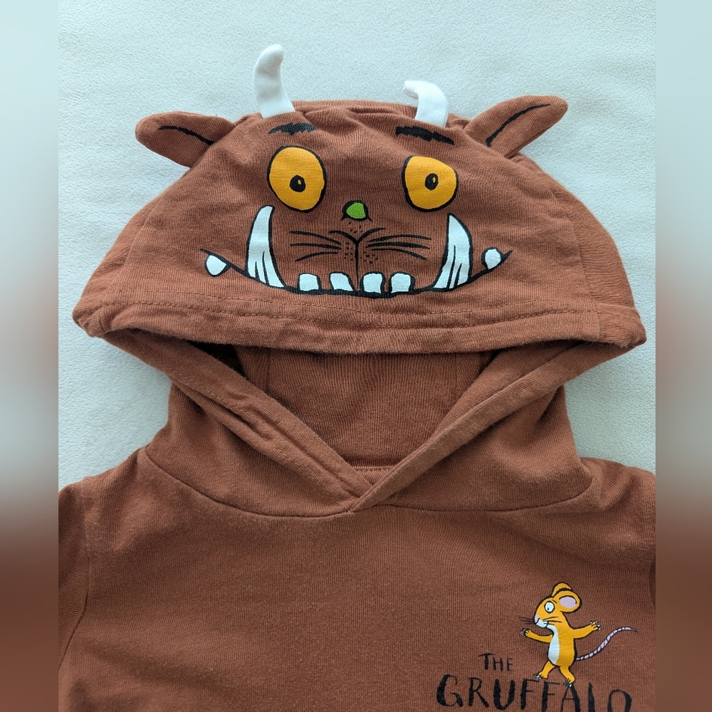 🏷️ Gruffalo Baby Hoodie Brown Character Mouse Ears Prickles 6-9 Months  Costume - Picture 3 of 10